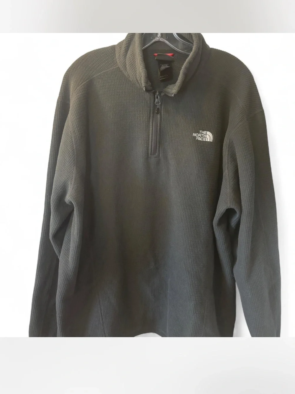 The North Face Men's Dark Charcoal Quarter-Zip Waffle Grid Fleece Gorpcore